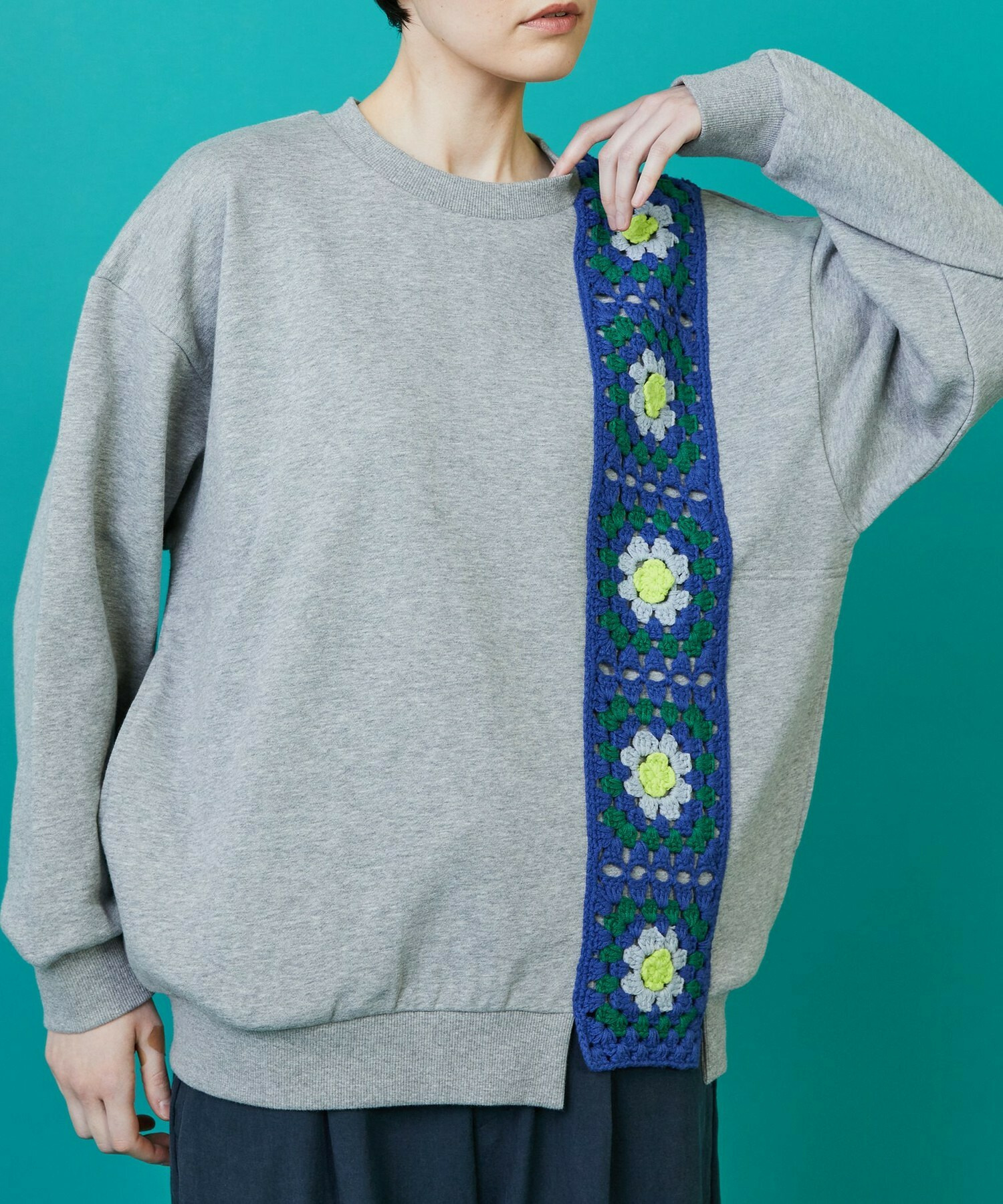 [FRAPBOIS] Granny Square 運動衫，詳細圖片，綠松石藍，5