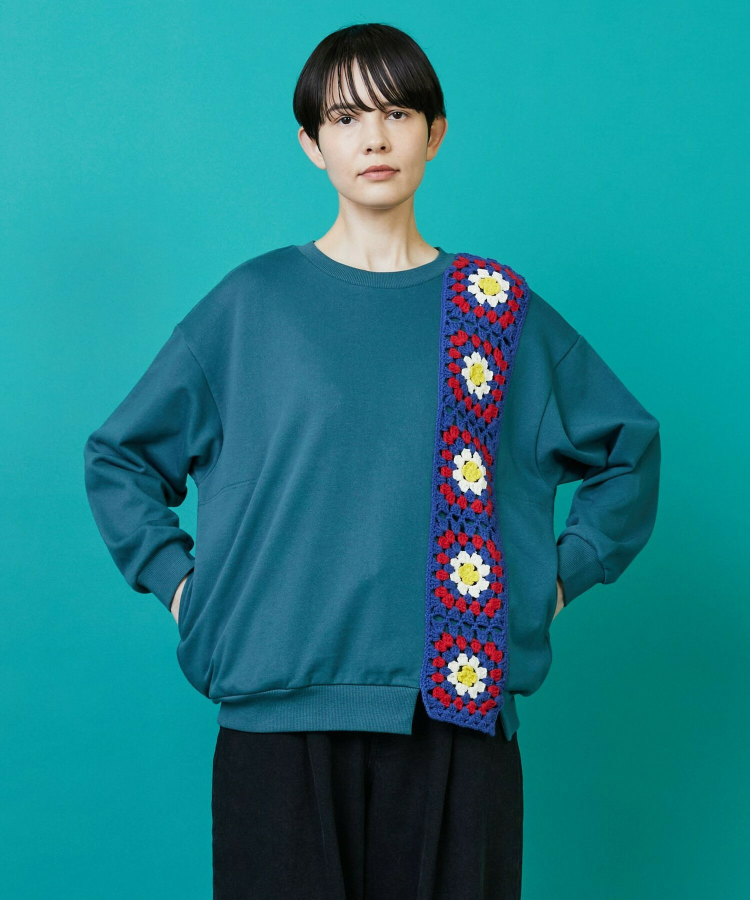 【FRAPBOIS】グラニースクエアスウェット 詳細画像 ターコイズブルー 1