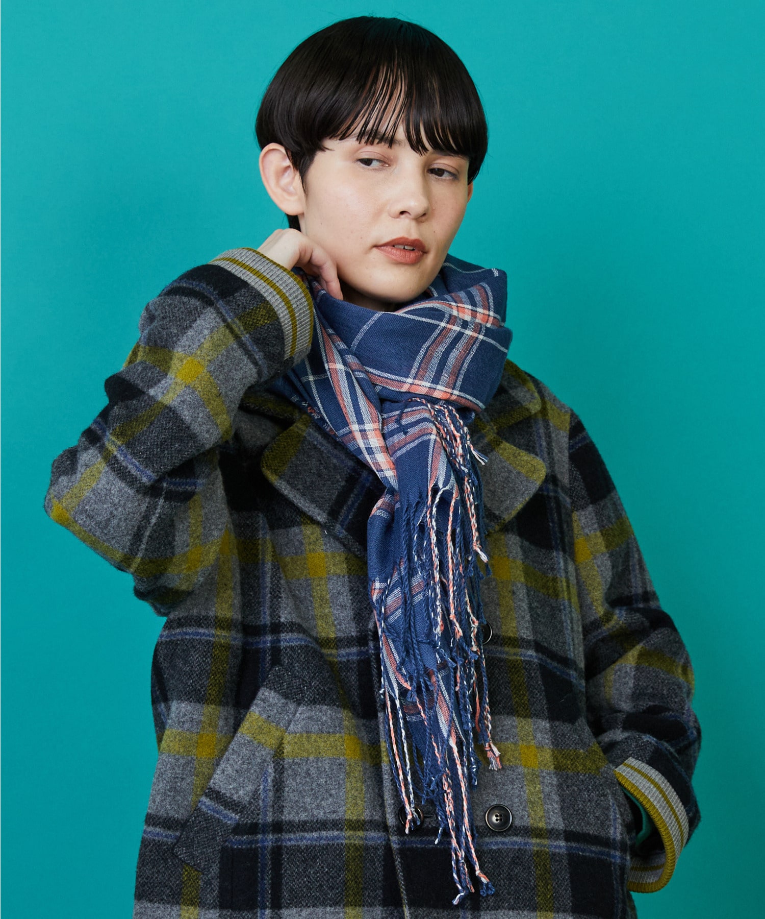 【FRAPBOIS】チェックストール 詳細画像 ネイビー 10