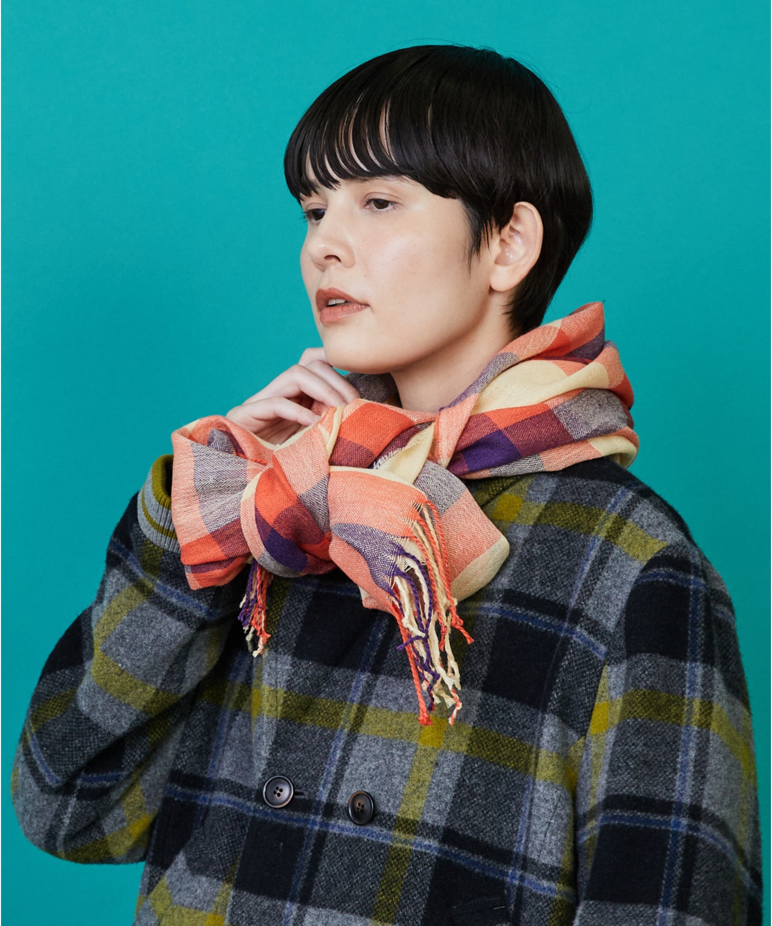 【FRAPBOIS】チェックストール 詳細画像 ネイビー 4