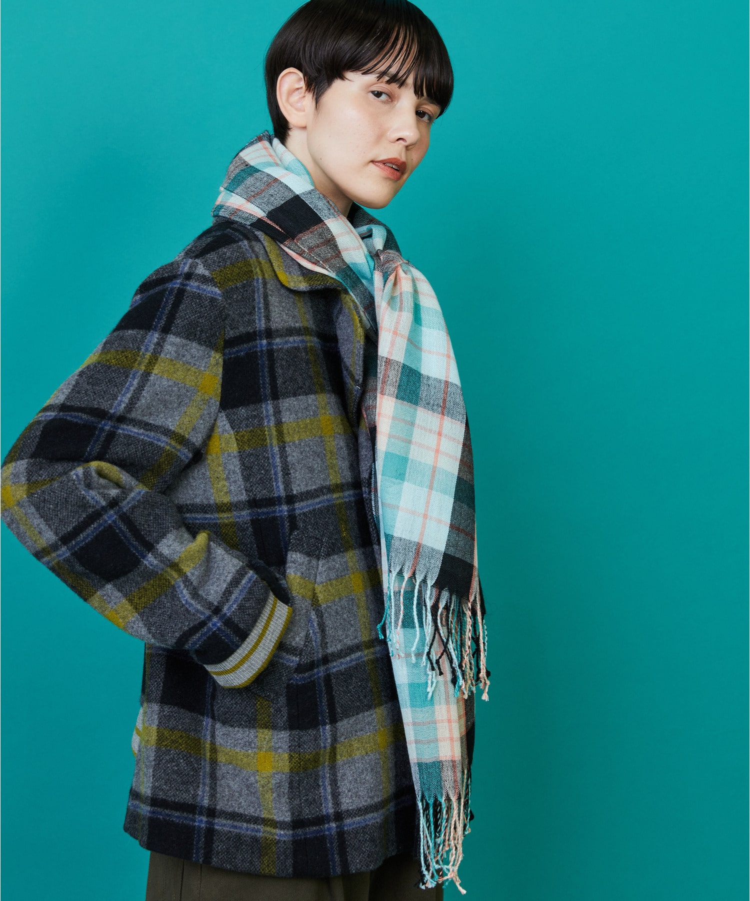 【FRAPBOIS】チェックストール 詳細画像 ネイビー 7
