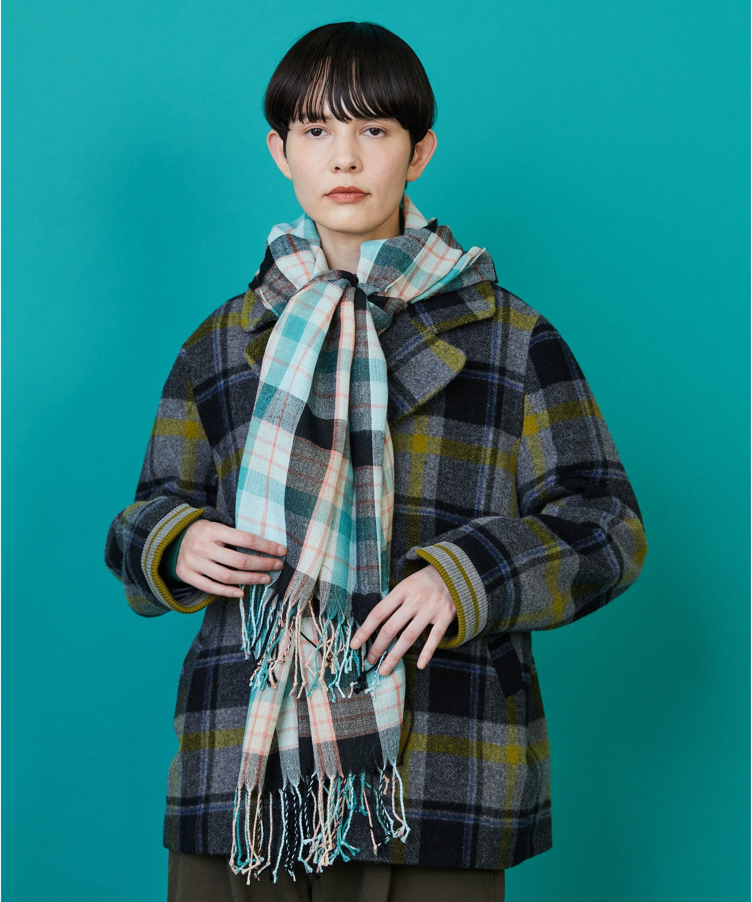 【FRAPBOIS】チェックストール 詳細画像 ネイビー 8