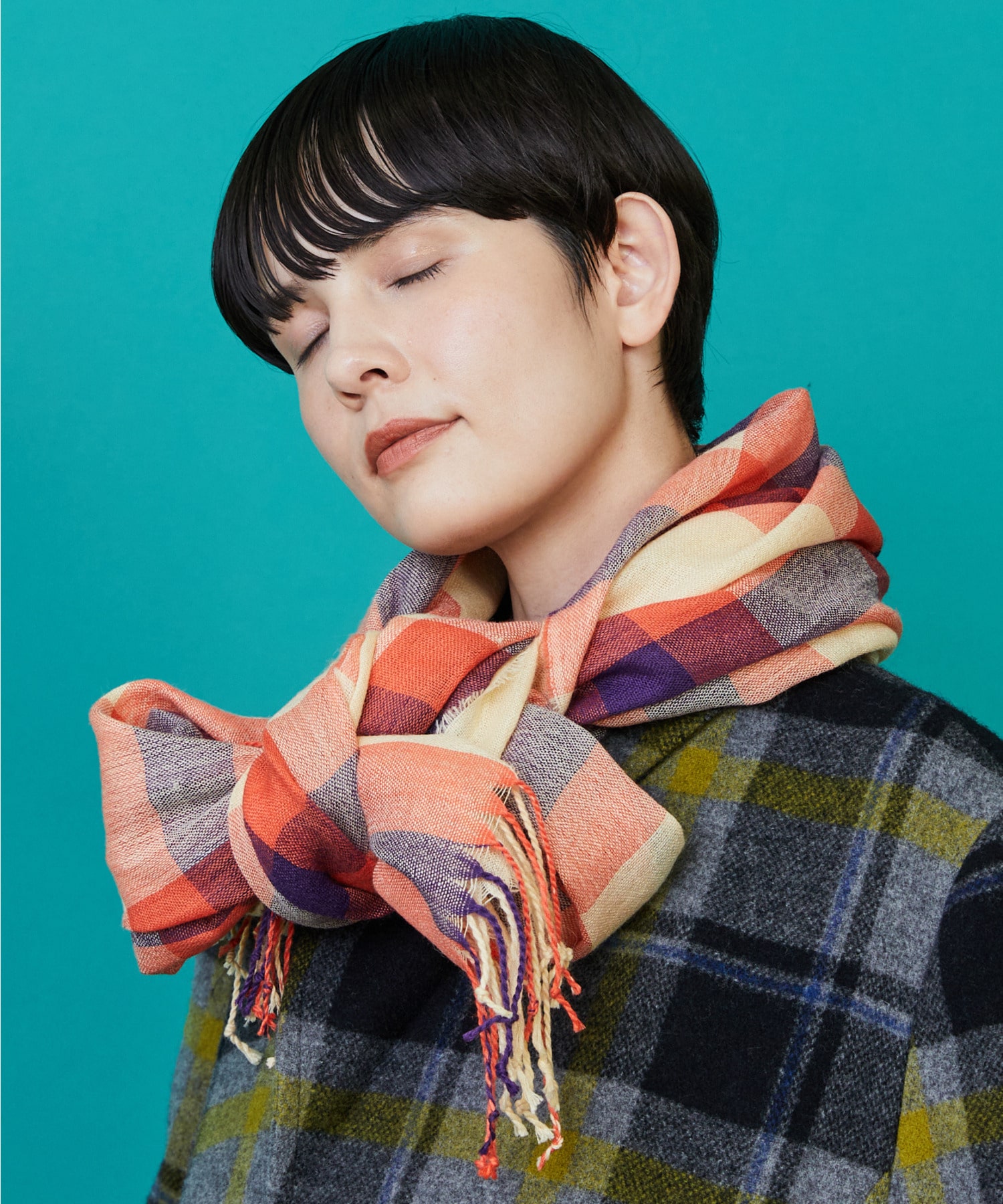 【FRAPBOIS】チェックストール 詳細画像 ピンク 1