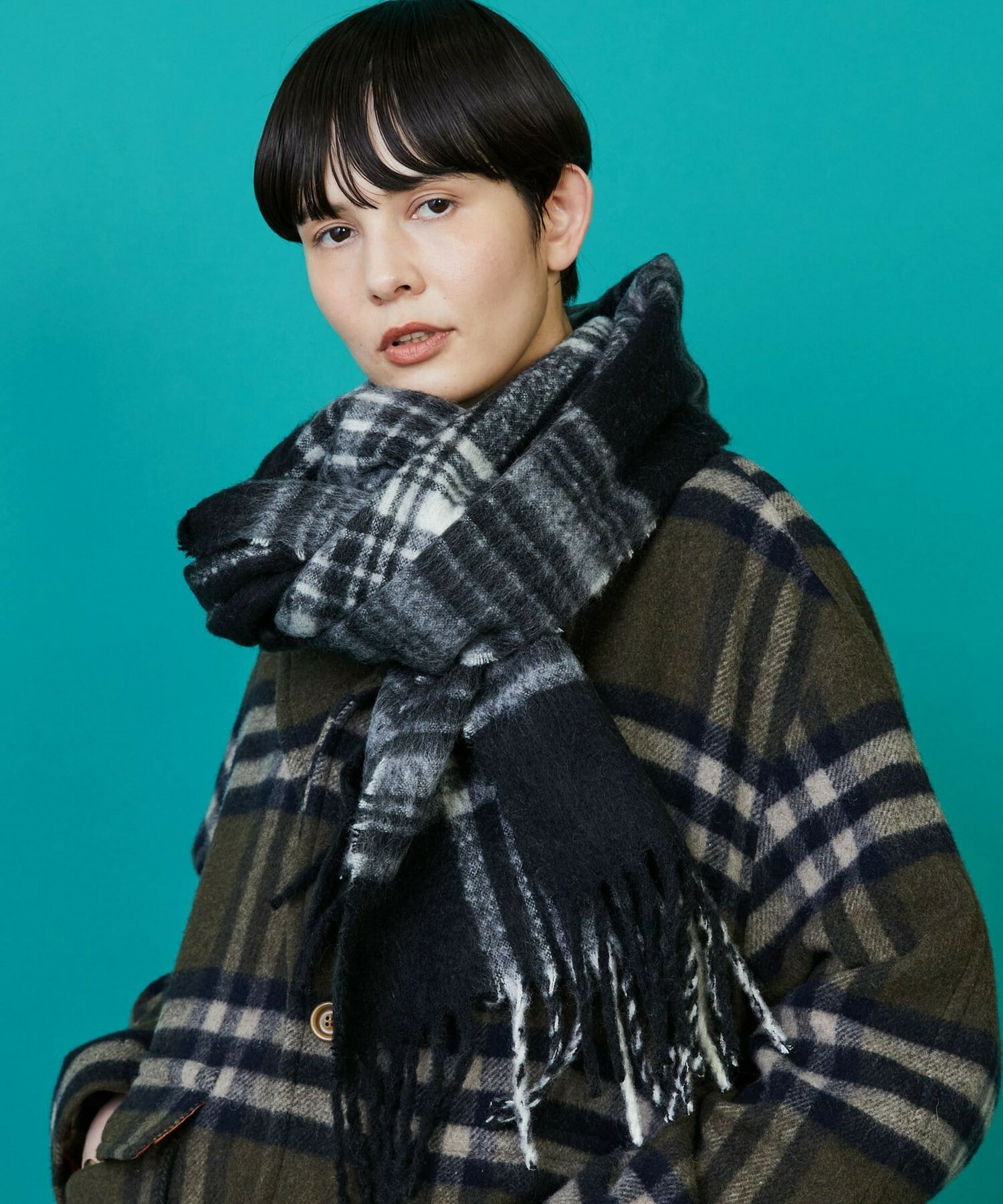 【FRAPBOIS】ブークレーチェックストール 詳細画像 ブラック 11