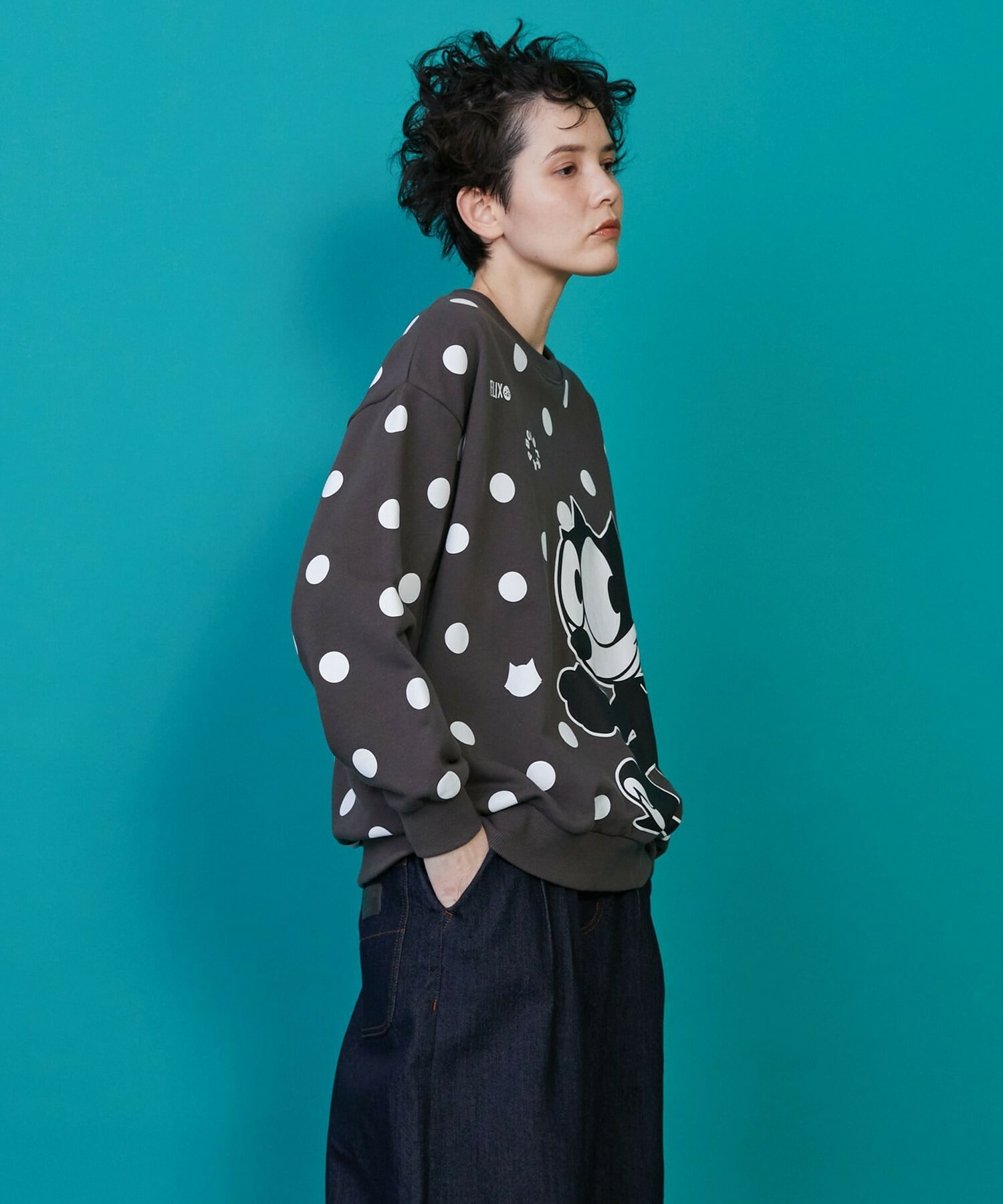 【FRAPBOIS】FELIX ドット裏毛 詳細画像 チャコールグレー 3