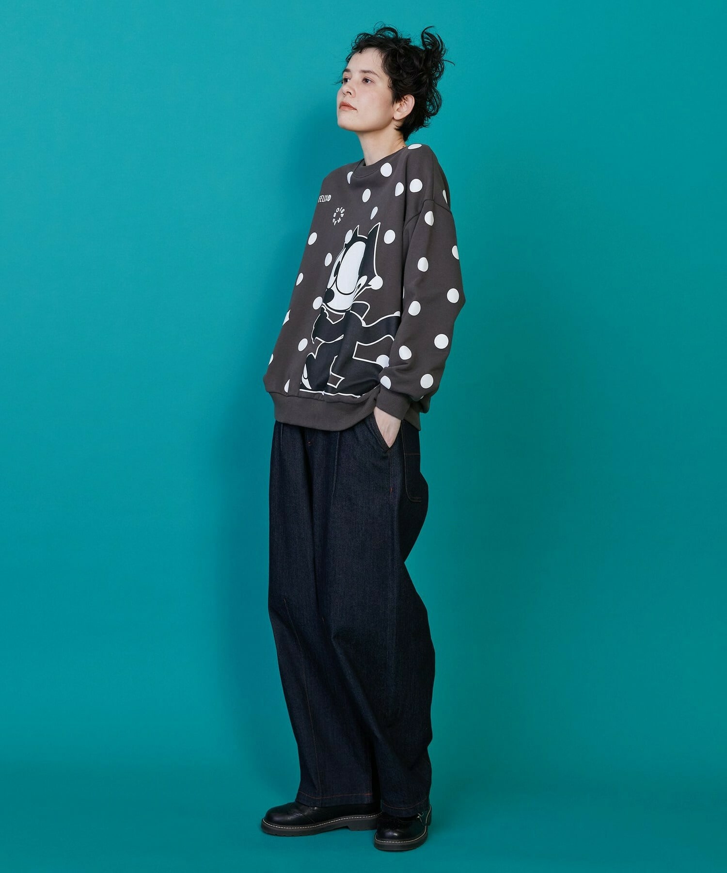 【FRAPBOIS】FELIX ドット裏毛 詳細画像 チャコールグレー 8