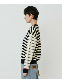 【FRAPBOIS PARK】ミックスボーダー ニットプルオーバー 詳細画像 ブラック系その他 11