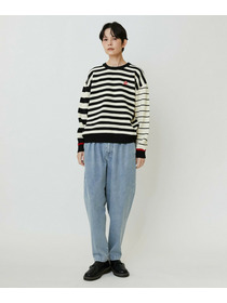 【FRAPBOIS PARK】ミックスボーダー ニットプルオーバー 詳細画像 ブラック系その他 14