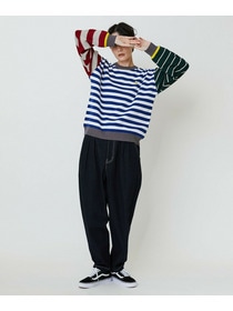 【FRAPBOIS PARK】ミックスボーダー ニットプルオーバー 詳細画像 ブラック系その他 7