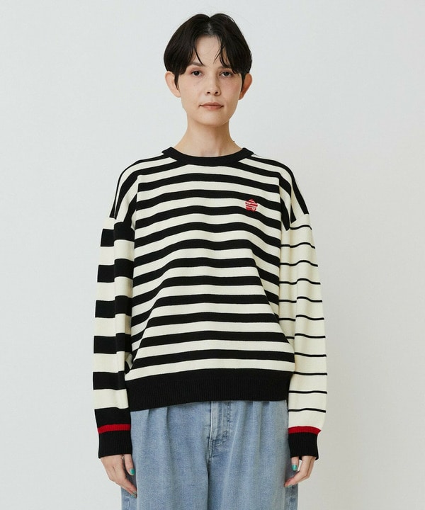 ミックスボーダー ニットプルオーバー 詳細画像 ブラック系その他 1