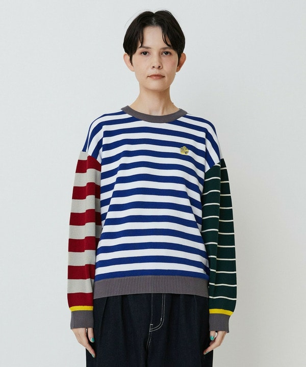 【FRAPBOIS PARK】ミックスボーダー ニットプルオーバー