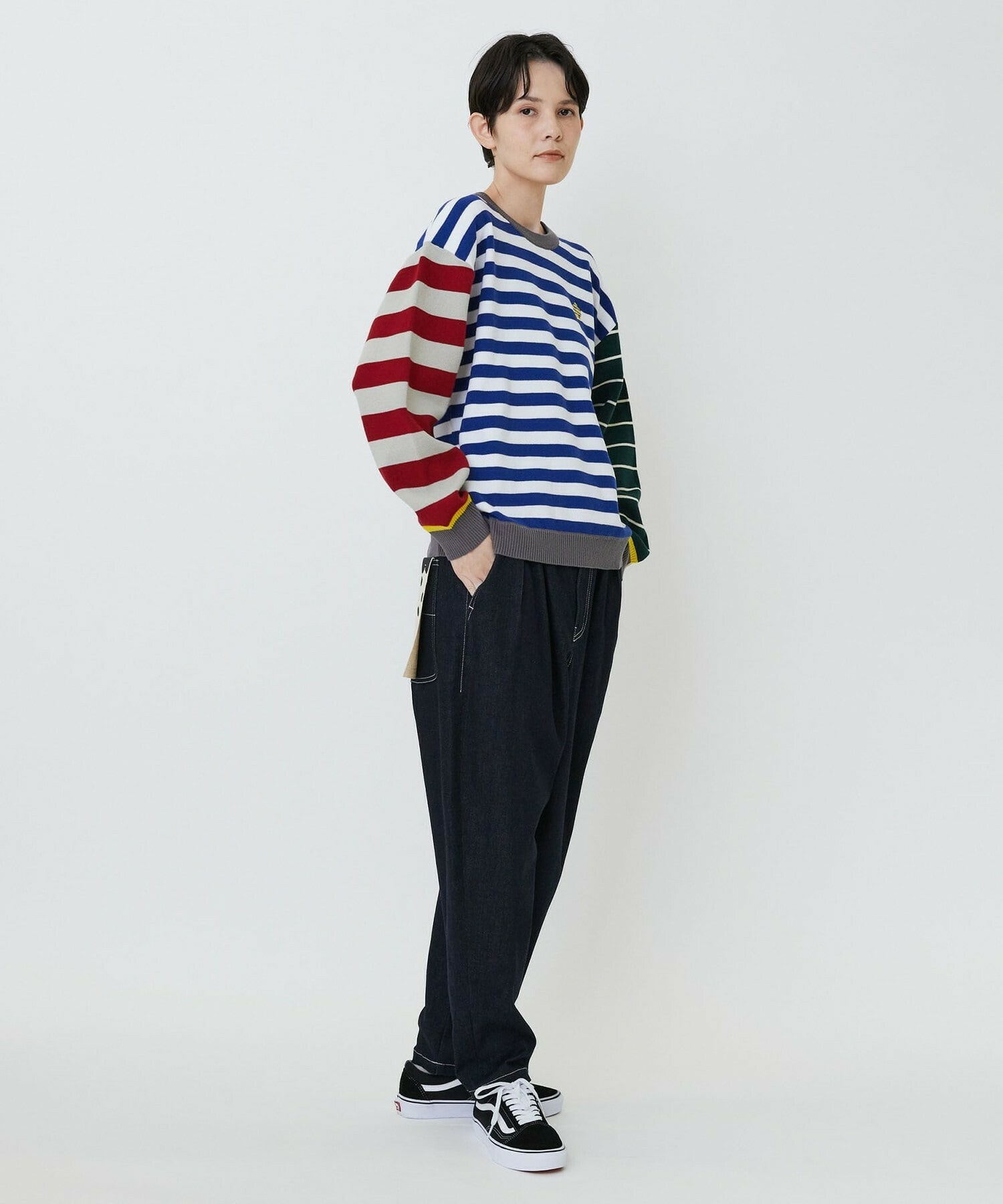 【FRAPBOIS PARK】ミックスボーダー ニットプルオーバー 詳細画像 ブラック系その他 10