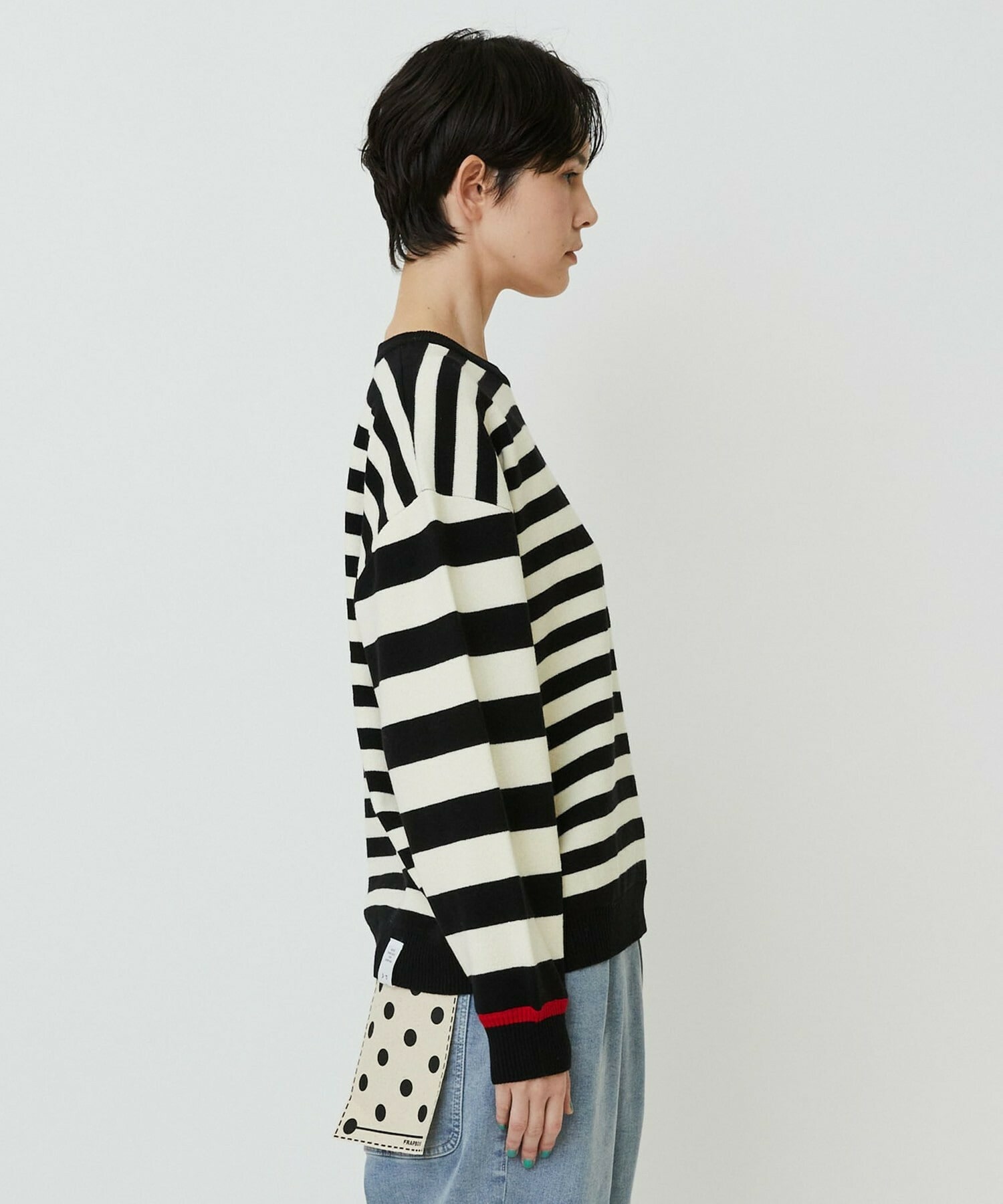 【FRAPBOIS PARK】ミックスボーダー ニットプルオーバー 詳細画像 ブラック系その他 13