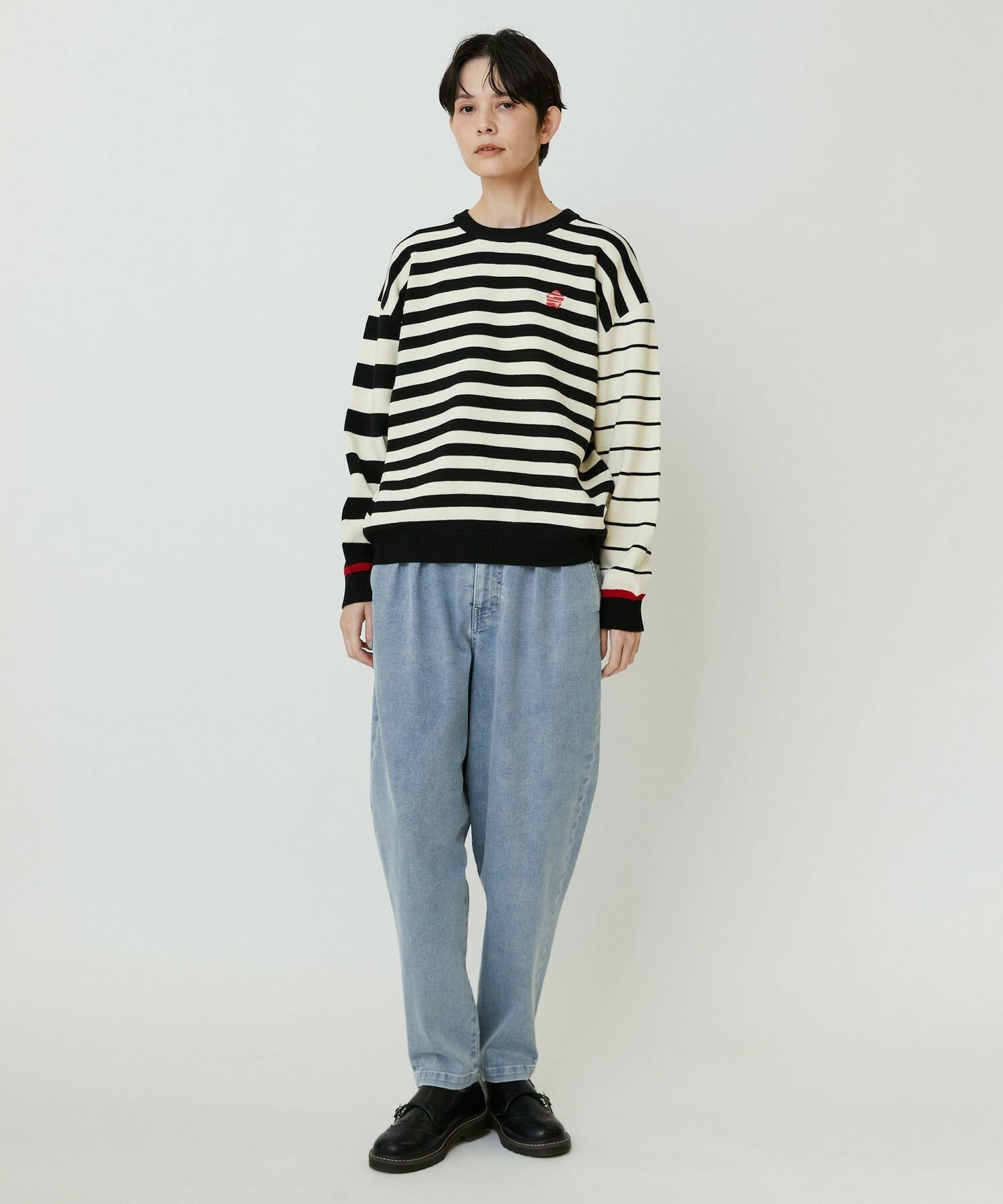 【FRAPBOIS PARK】ミックスボーダー ニットプルオーバー 詳細画像 ブラック系その他 14