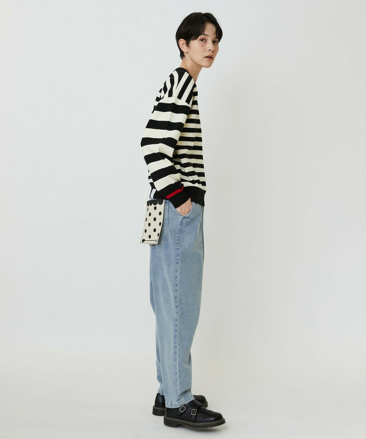 【FRAPBOIS PARK】ミックスボーダー ニットプルオーバー 詳細画像 ブラック系その他 17