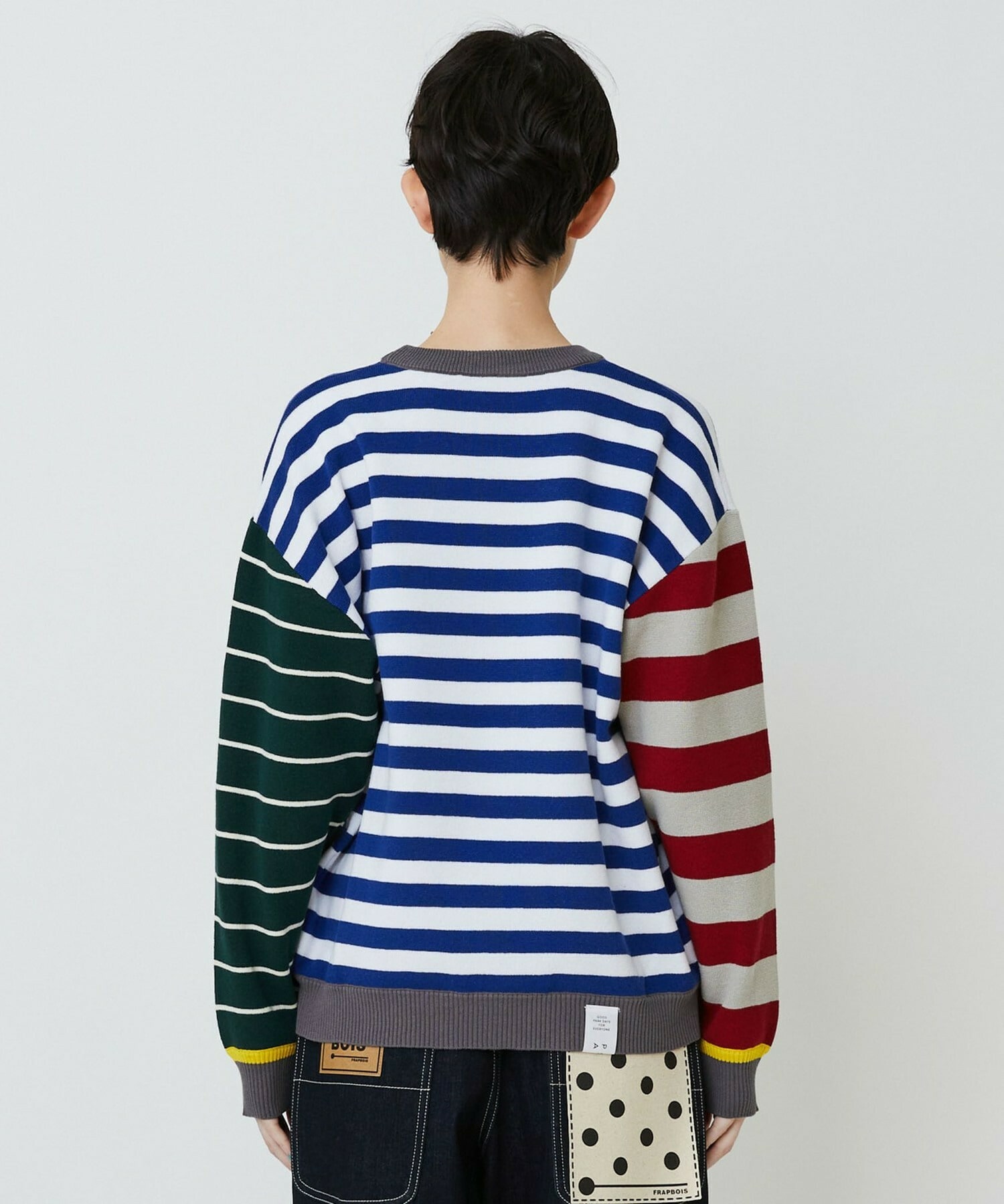 【FRAPBOIS PARK】ミックスボーダー ニットプルオーバー 詳細画像 ブラック系その他 2