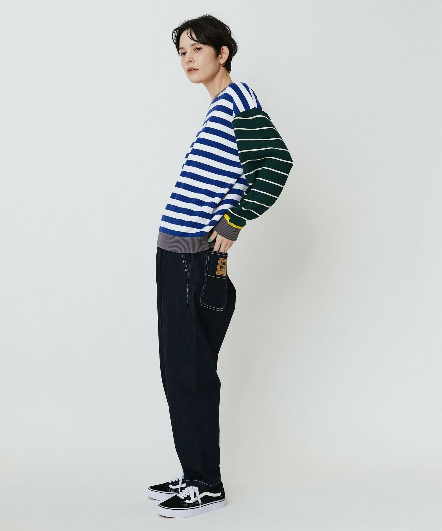 【FRAPBOIS PARK】ミックスボーダー ニットプルオーバー 詳細画像 ブラック系その他 8