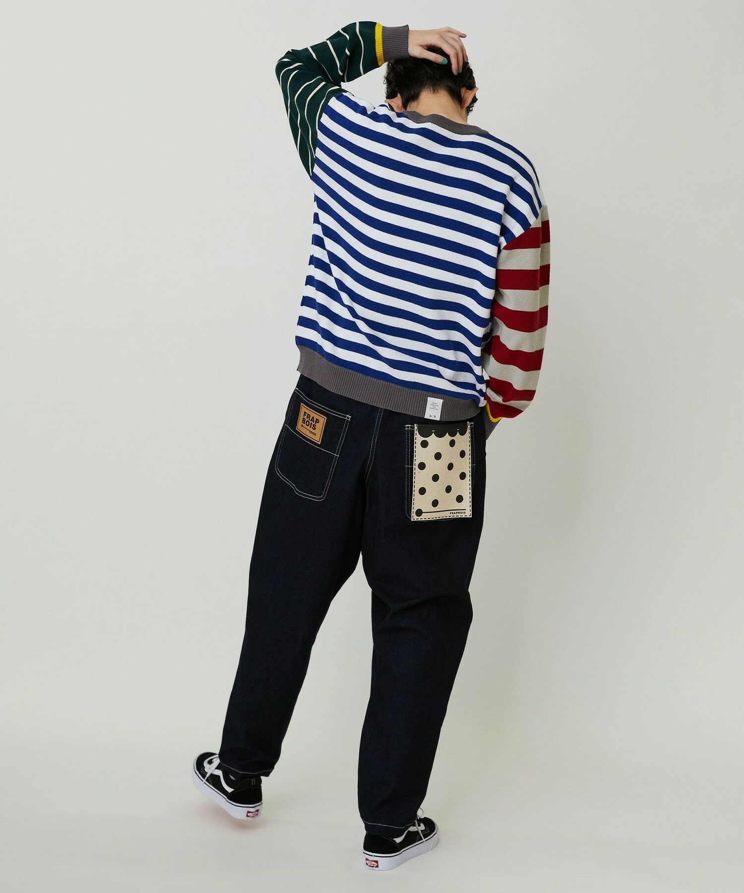 【FRAPBOIS PARK】ミックスボーダー ニットプルオーバー 詳細画像 ブラック系その他 9