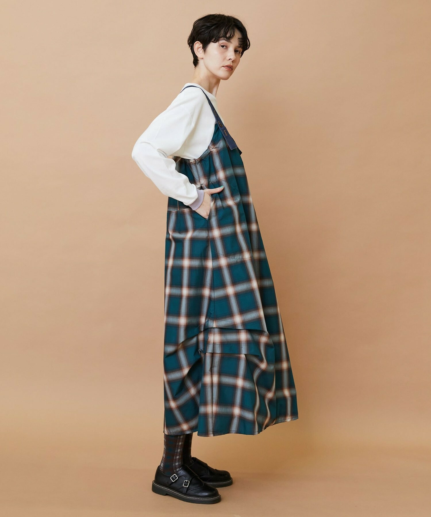 【FRAPBOIS】オンブレー ジャンパースカート 詳細画像 グリーン 19