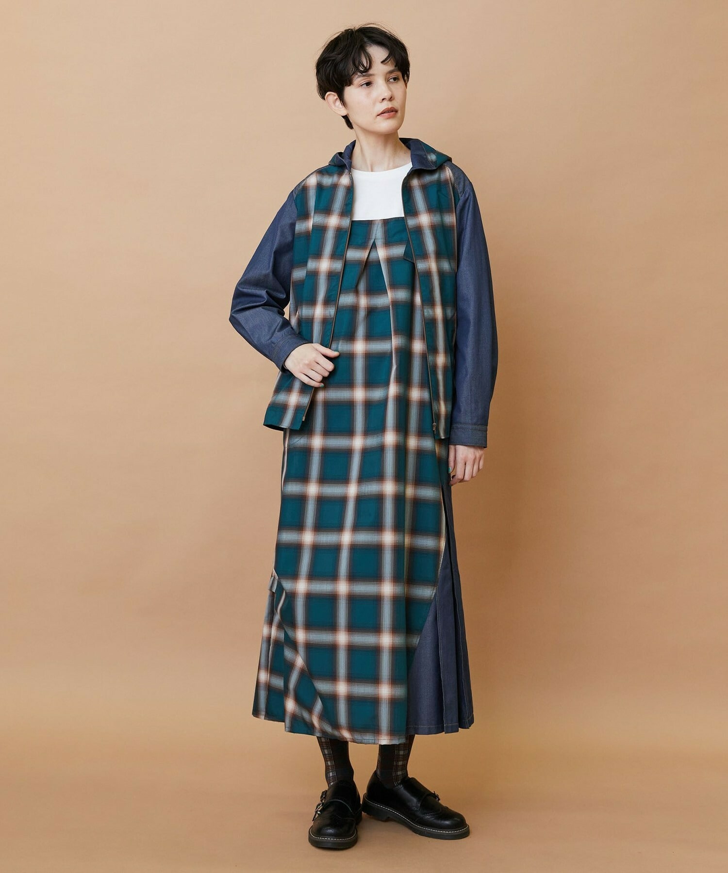 【FRAPBOIS】オンブレー ジャンパースカート 詳細画像 グリーン 23