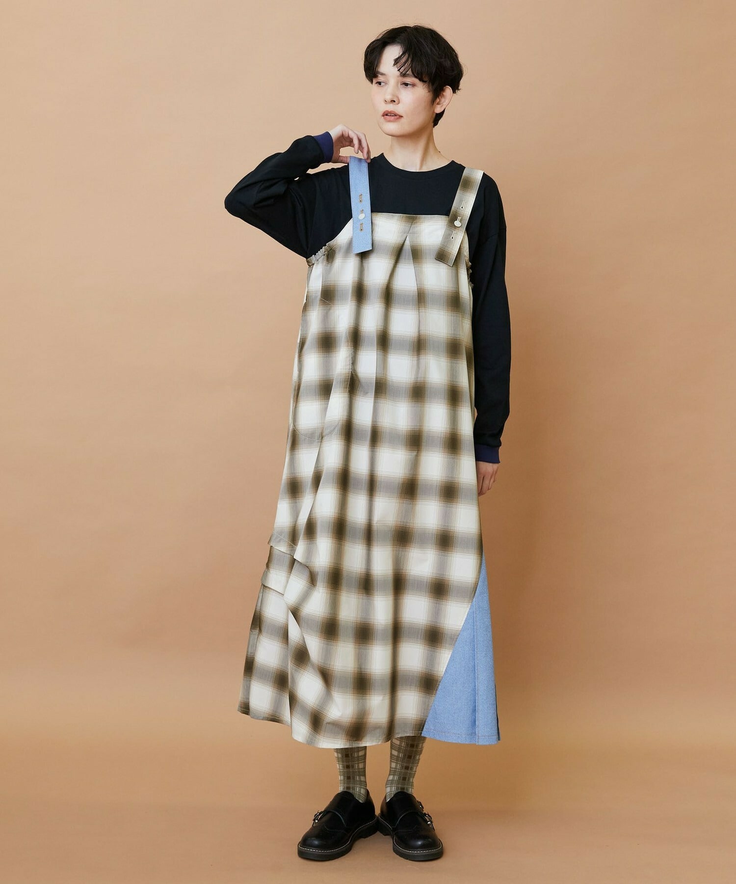 【FRAPBOIS】オンブレー ジャンパースカート 詳細画像 ベージュ 1