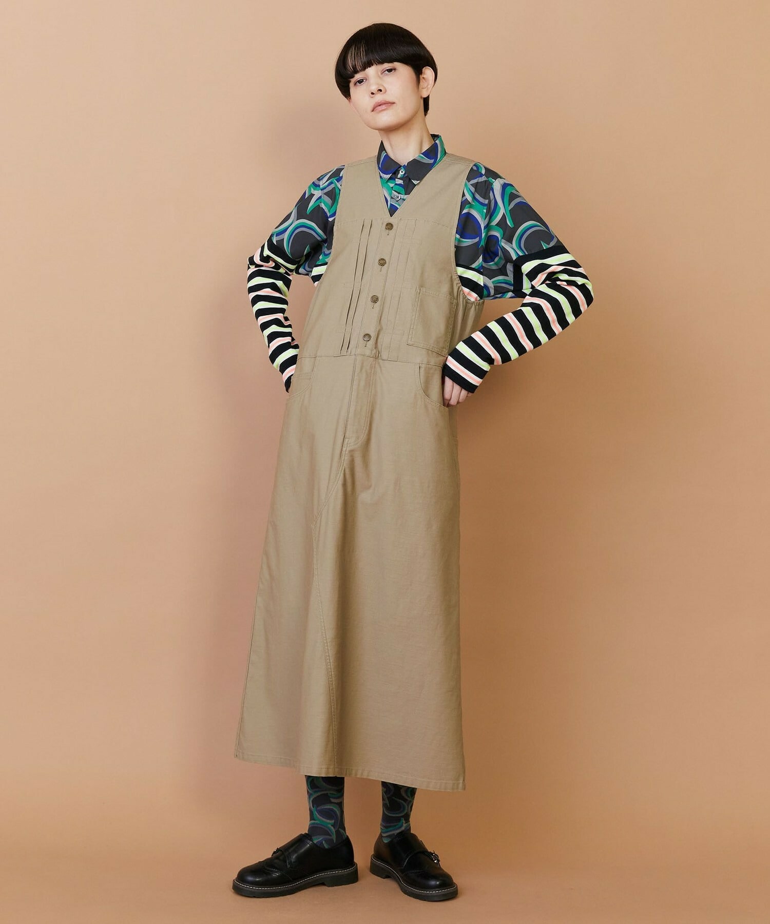 【FRAPBOIS】バックサテン ジャンパースカート 詳細画像 ベージュ 1