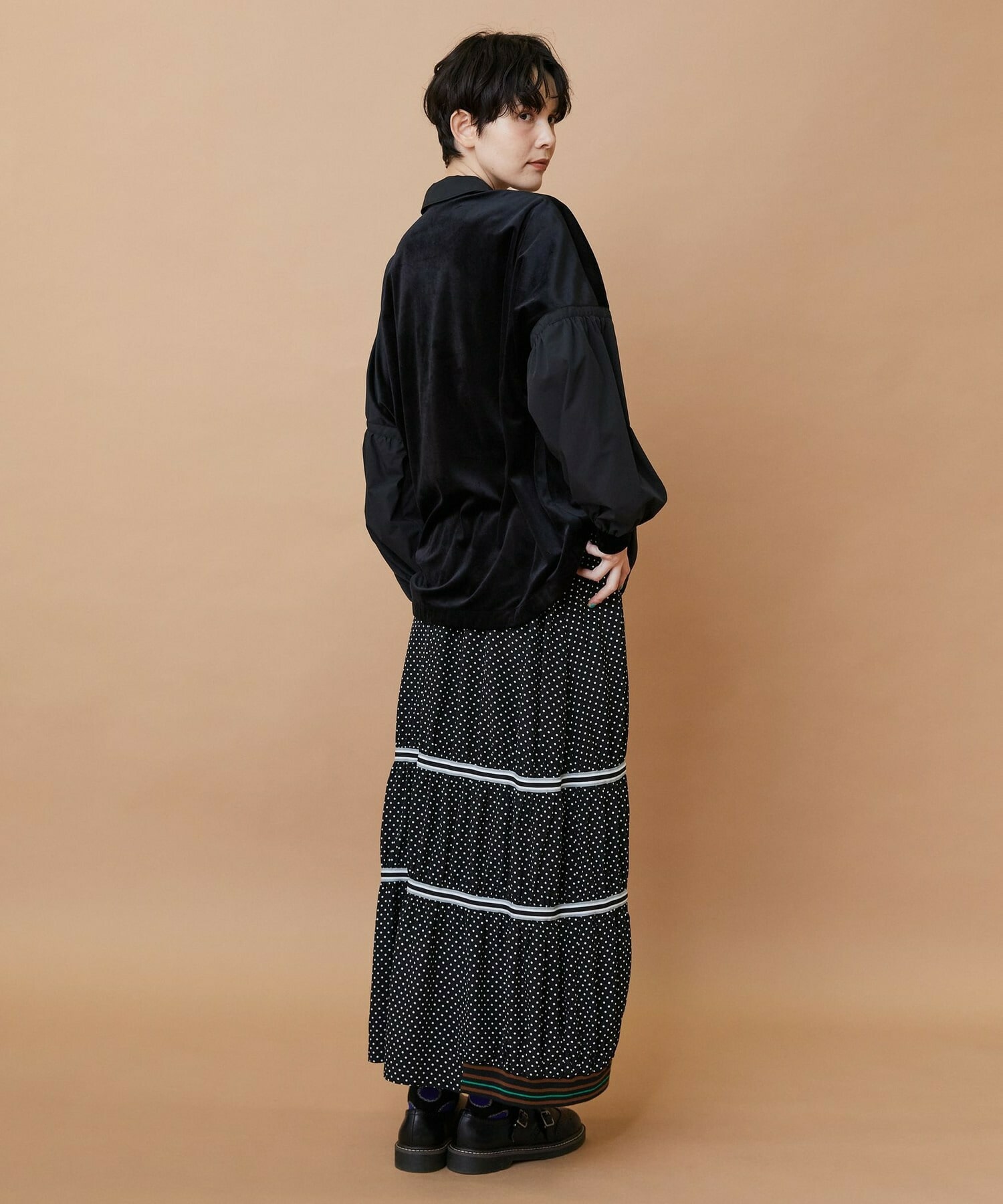 【FRAPBOIS】ベルベットシャツ 詳細画像 ブラック 13