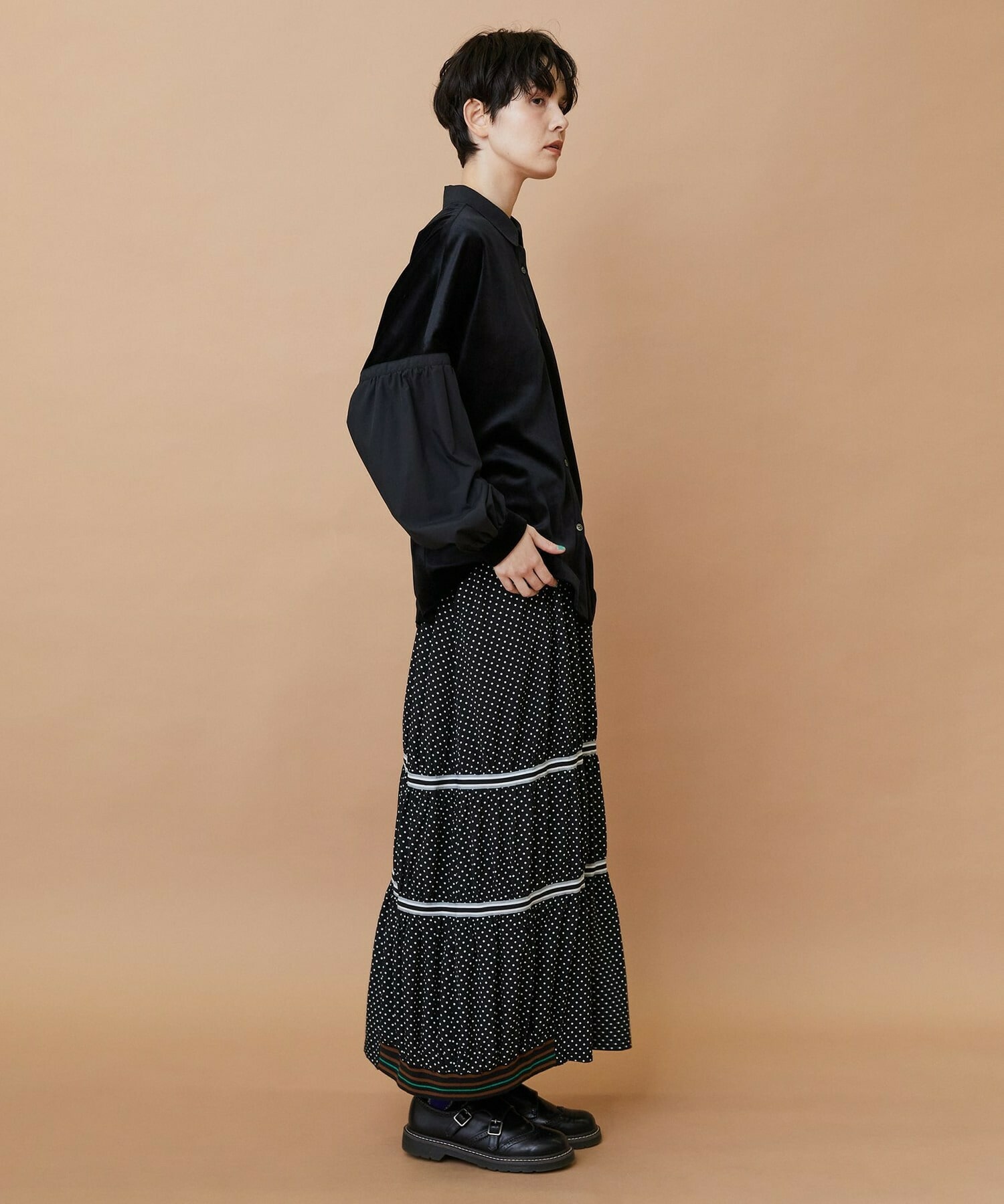 【FRAPBOIS】ベルベットシャツ 詳細画像 ブラック 14