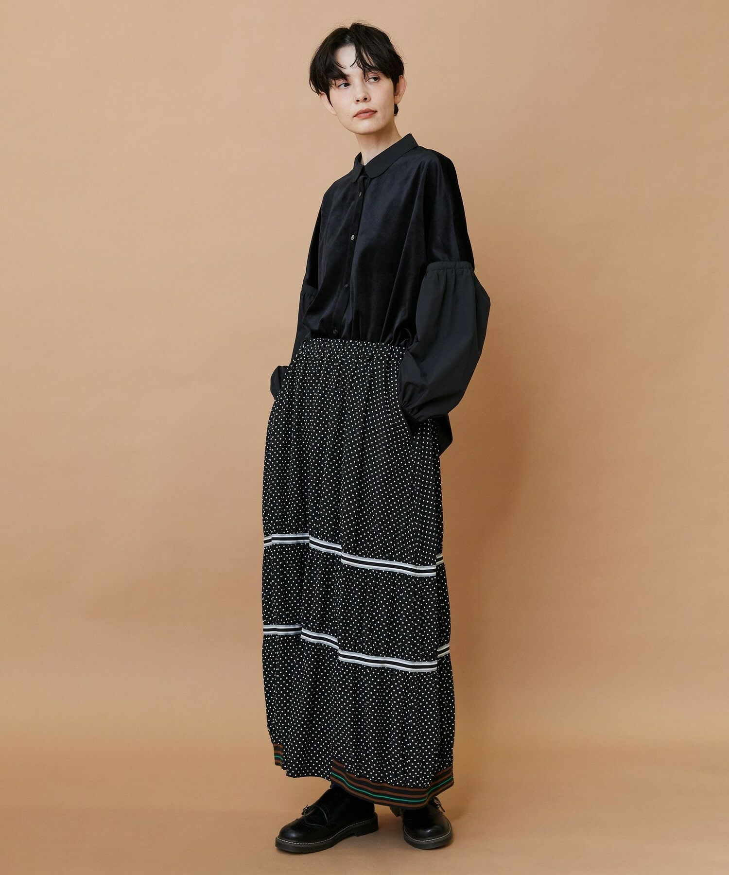 【FRAPBOIS】ベルベットシャツ 詳細画像 ブラック 16