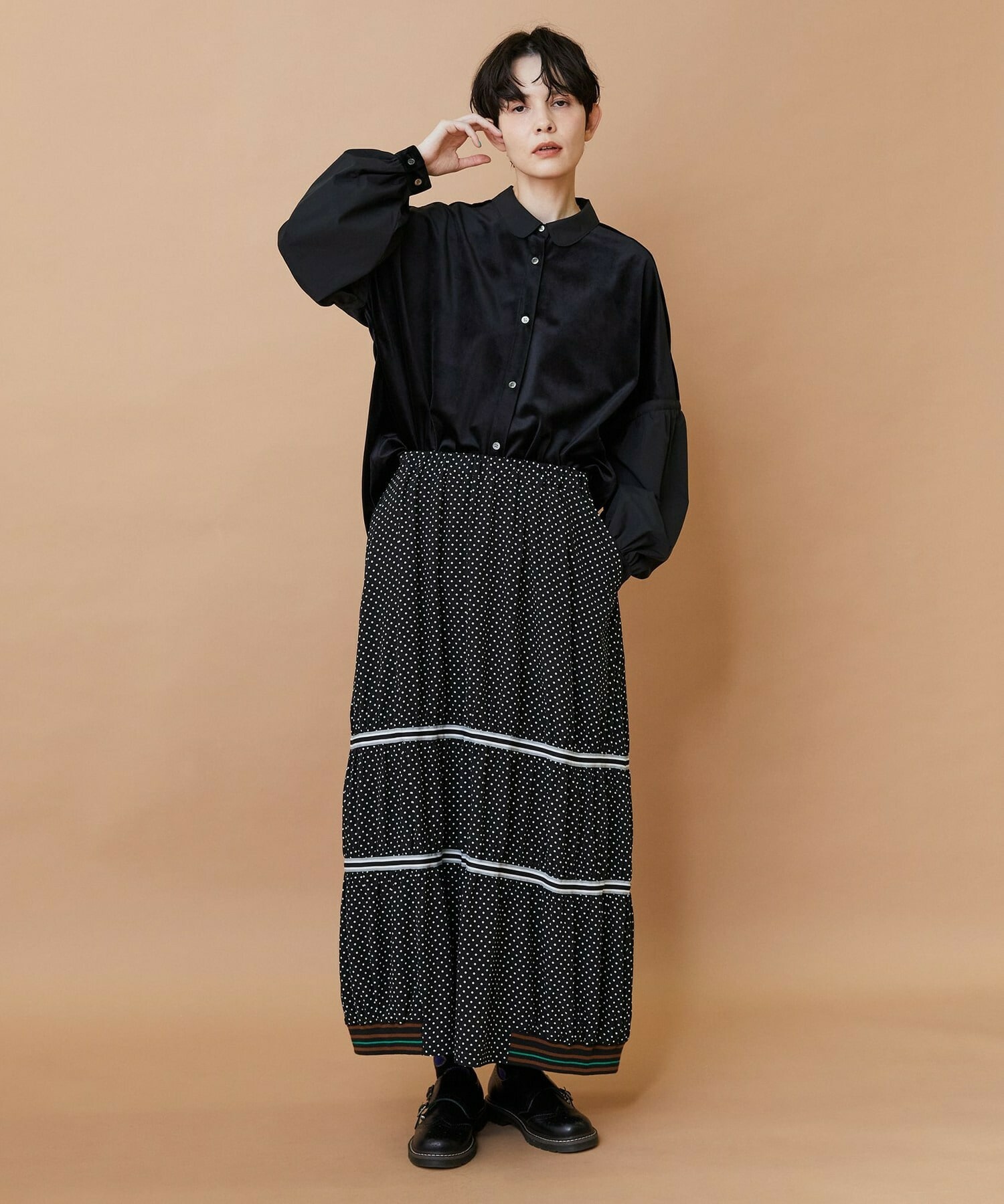 【FRAPBOIS】ベルベットシャツ 詳細画像 ブラック 17