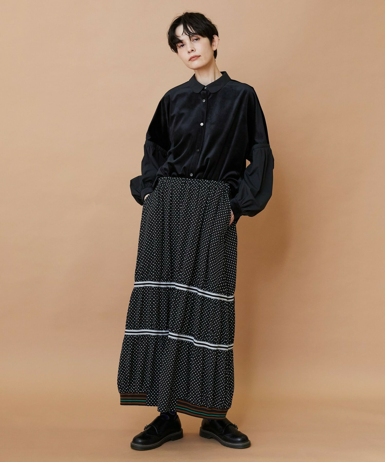 【FRAPBOIS】ベルベットシャツ 詳細画像 ブラック 18