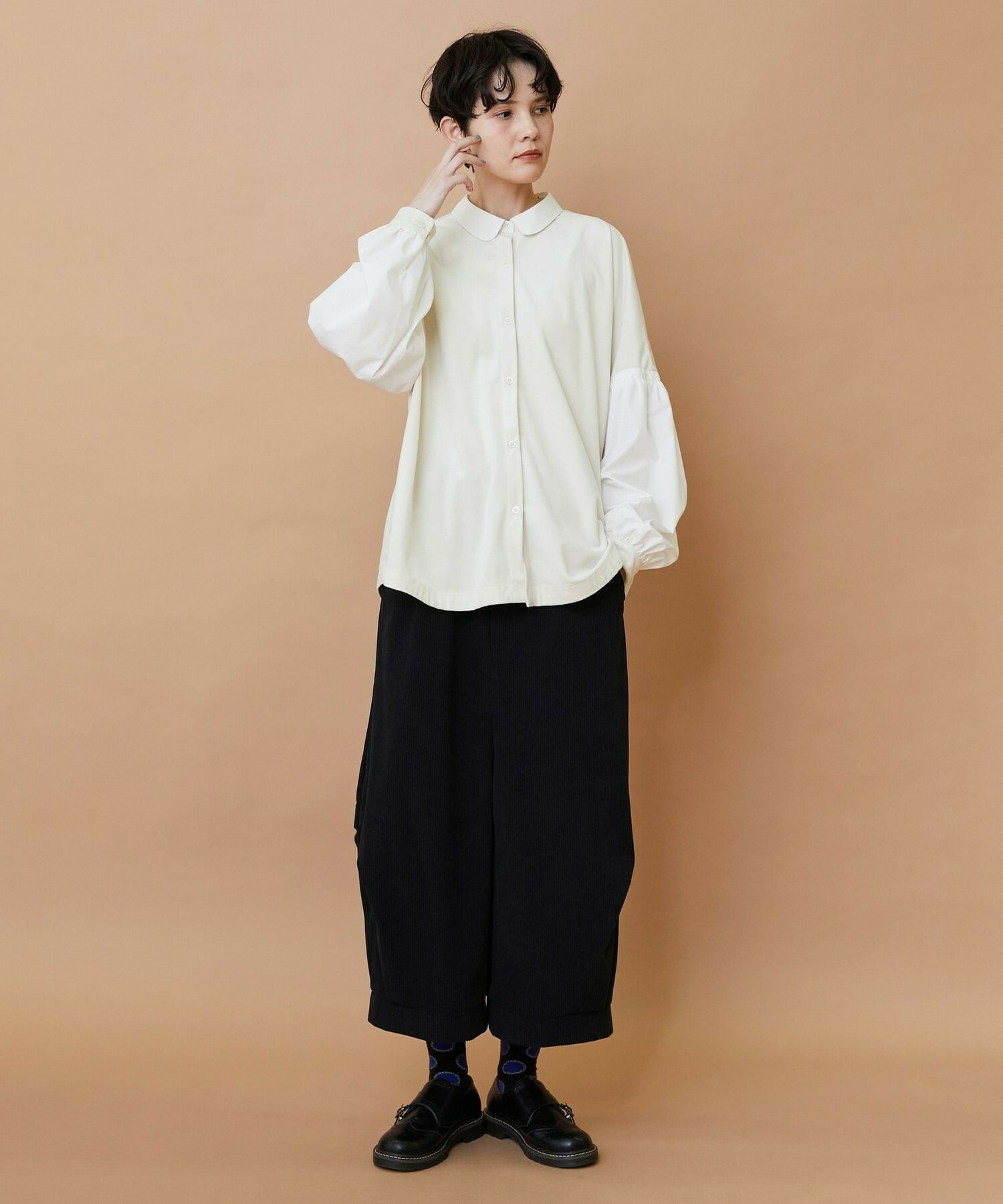 【FRAPBOIS】ベルベットシャツ 詳細画像 ブラック 8