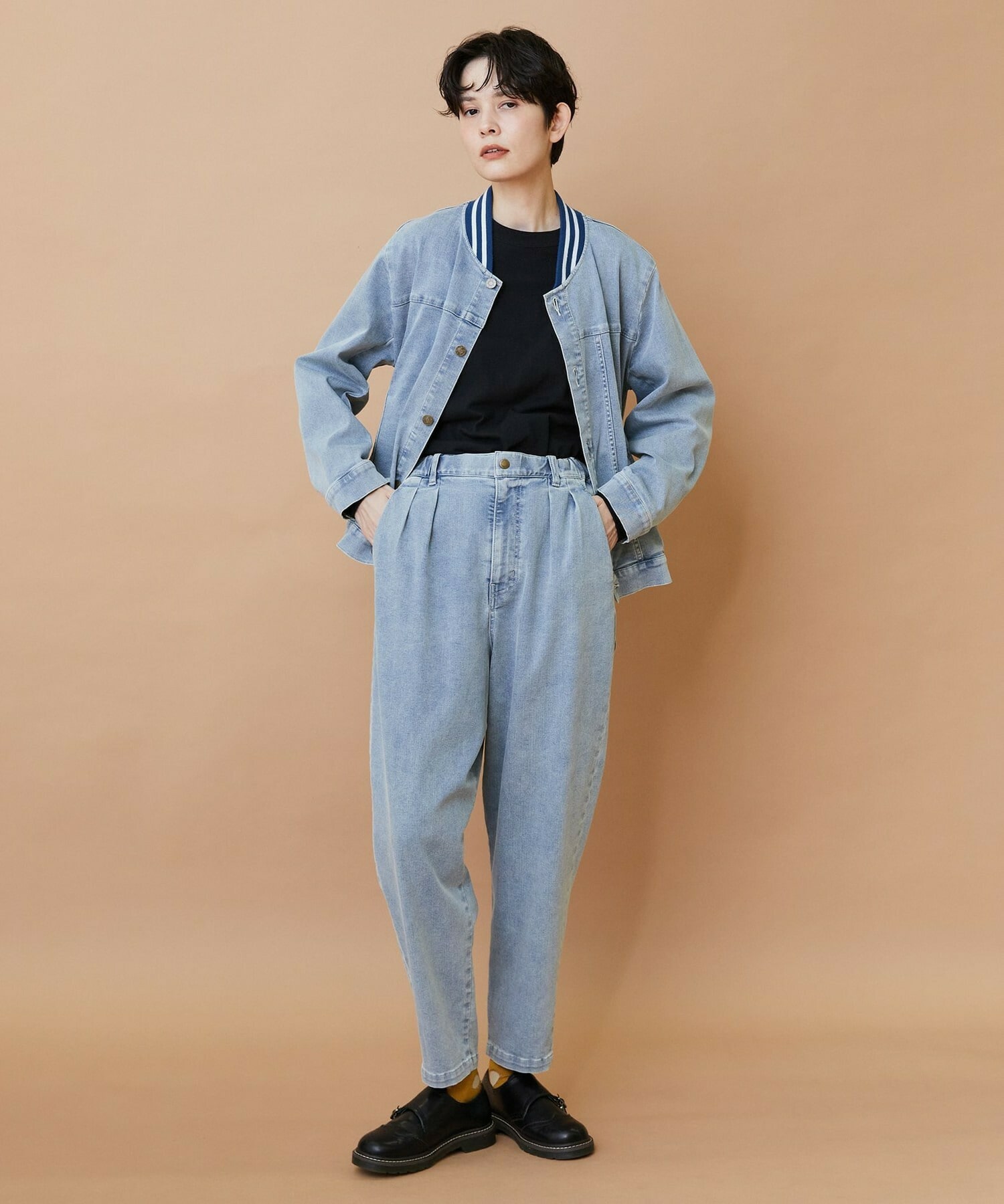 【FRAPBOIS】ムーブデニム テーパードパンツ 詳細画像 ネイビー 11