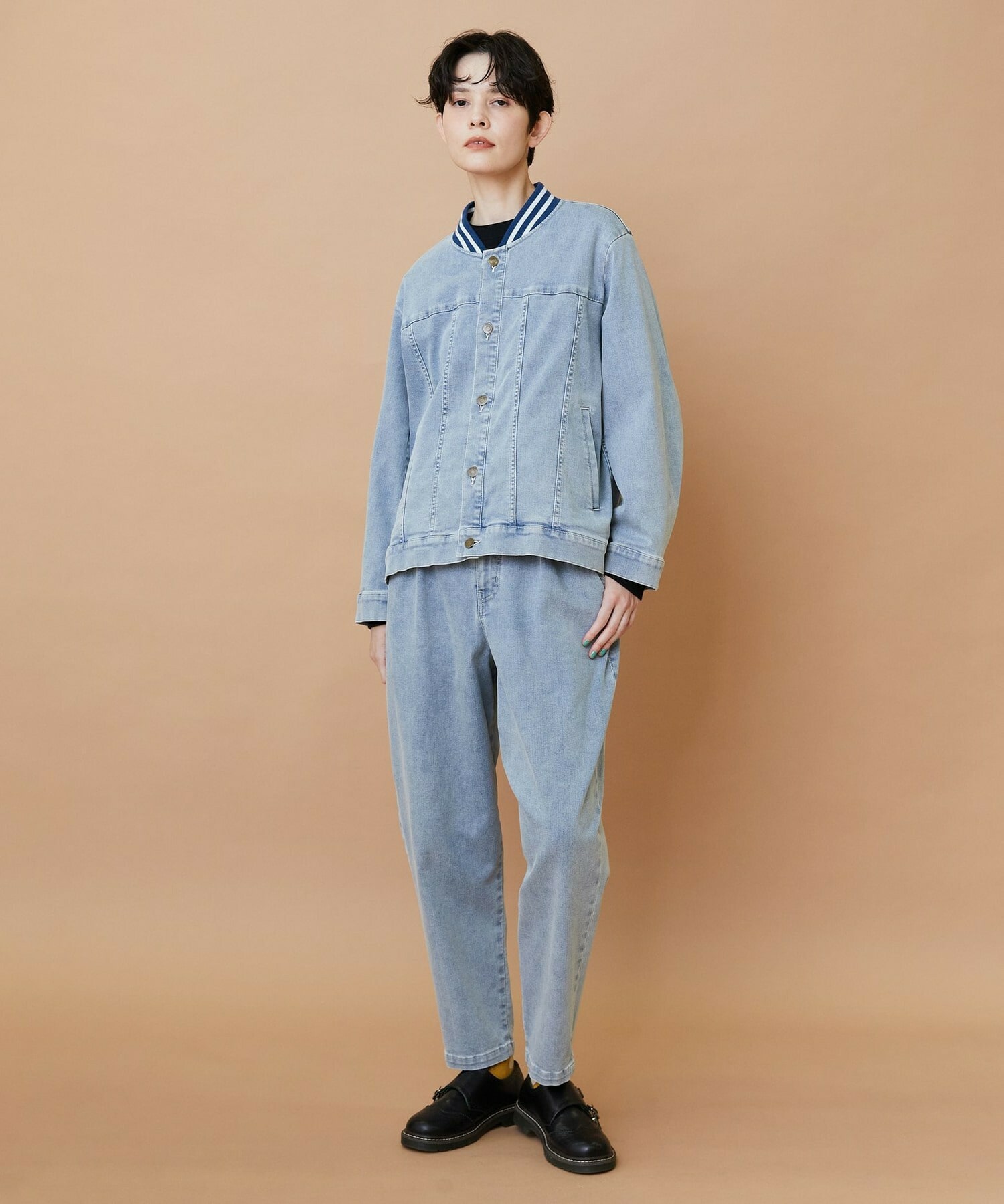 【FRAPBOIS】ムーブデニム テーパードパンツ 詳細画像 ネイビー 12