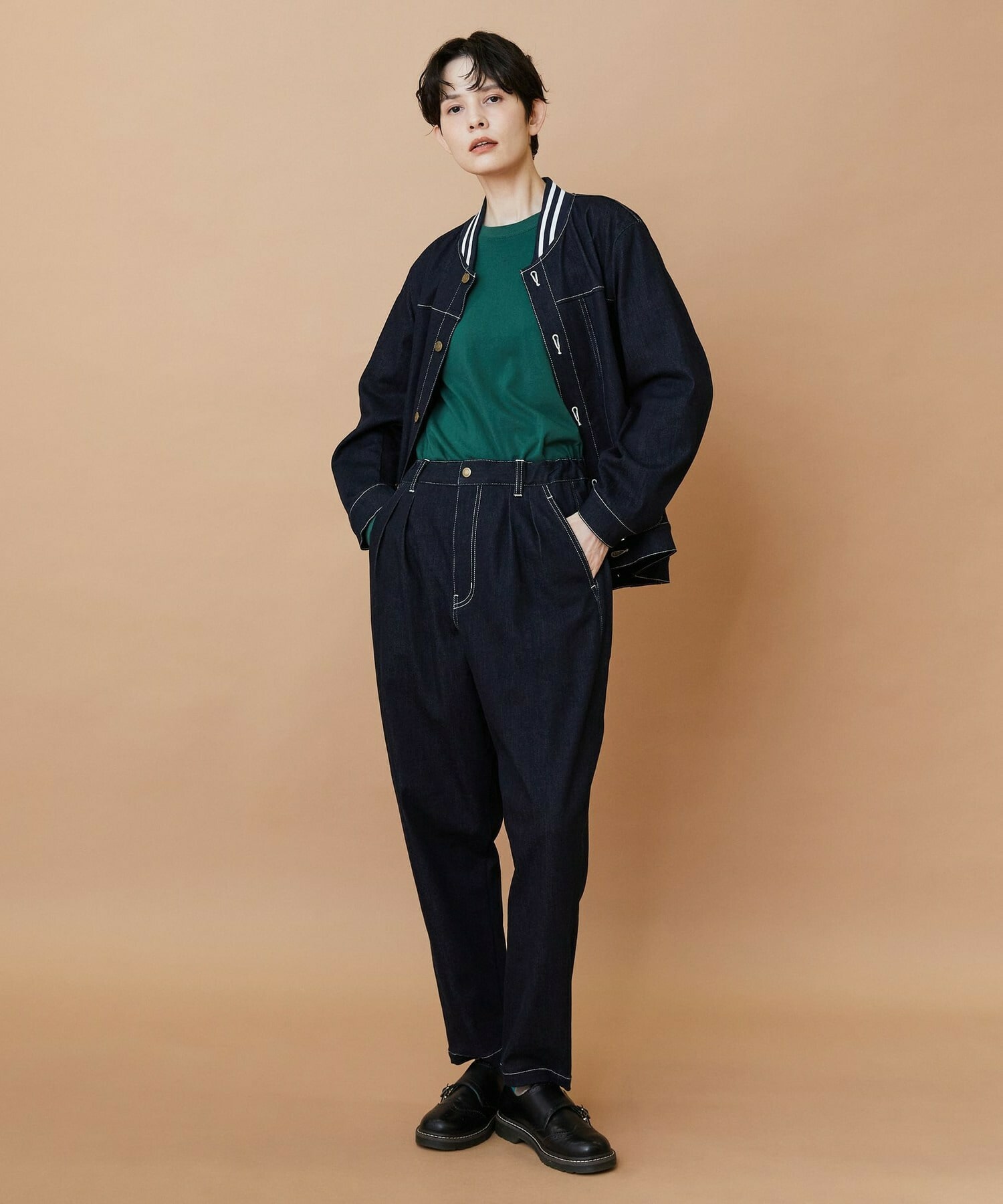 【FRAPBOIS】ムーブデニム テーパードパンツ 詳細画像 ネイビー 21