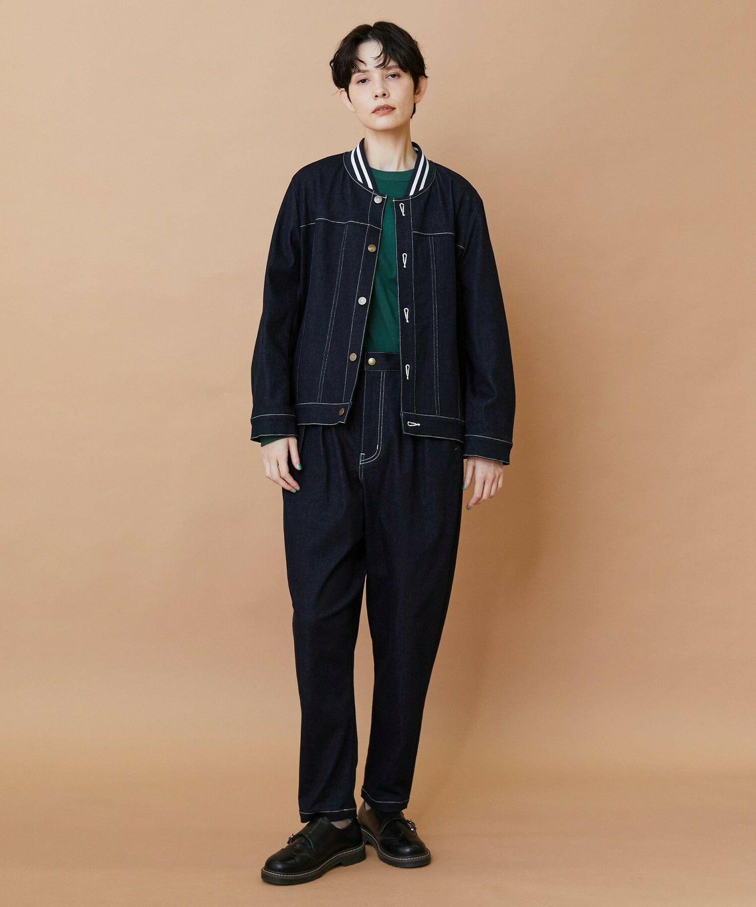 【FRAPBOIS】ムーブデニム テーパードパンツ 詳細画像 ネイビー 22