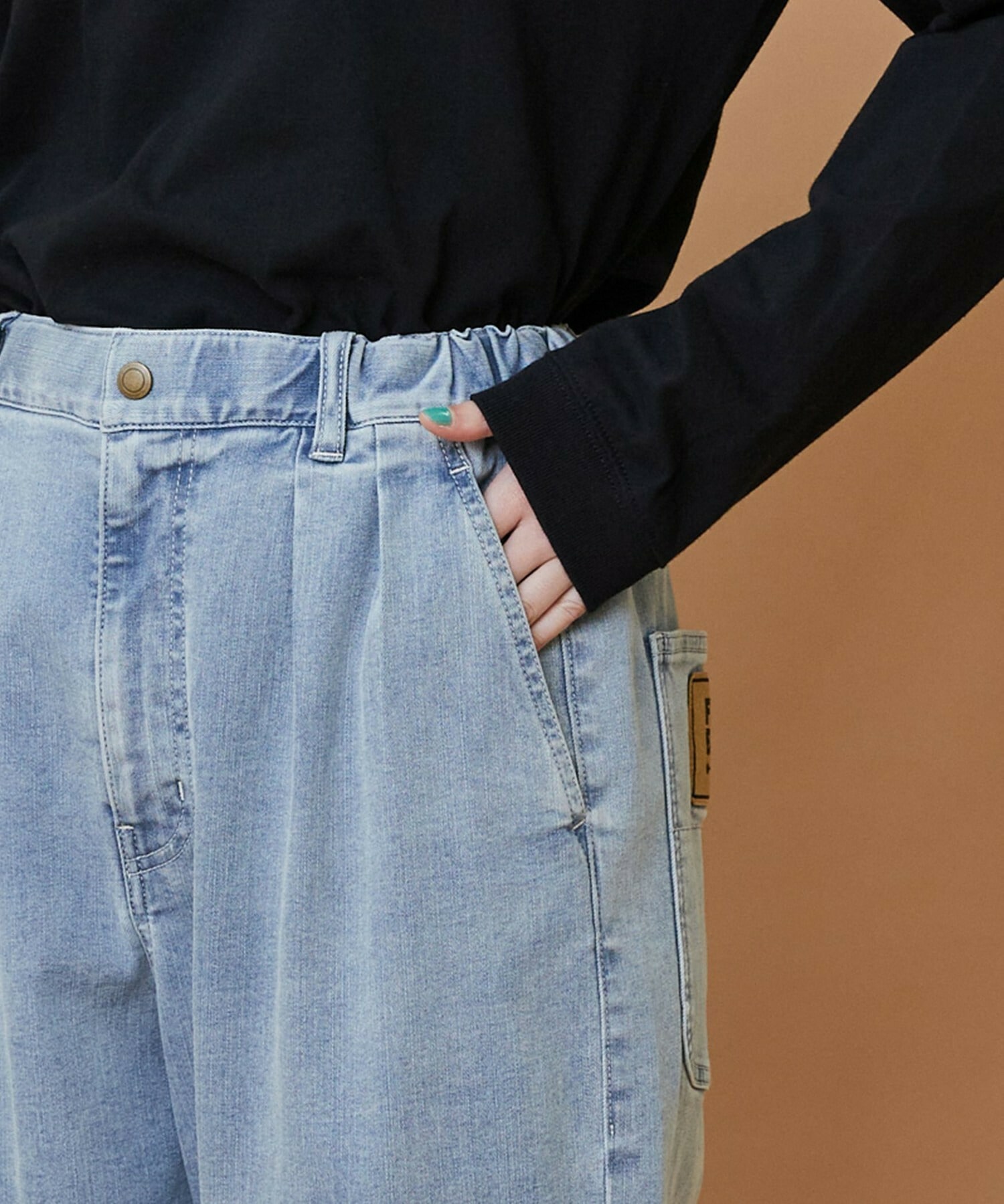 【FRAPBOIS】ムーブデニム テーパードパンツ 詳細画像 ネイビー 3