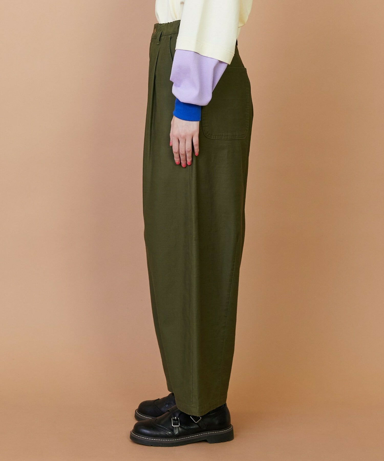 【FRAPBOIS】バックサテン パンツ 詳細画像 グリーン 1