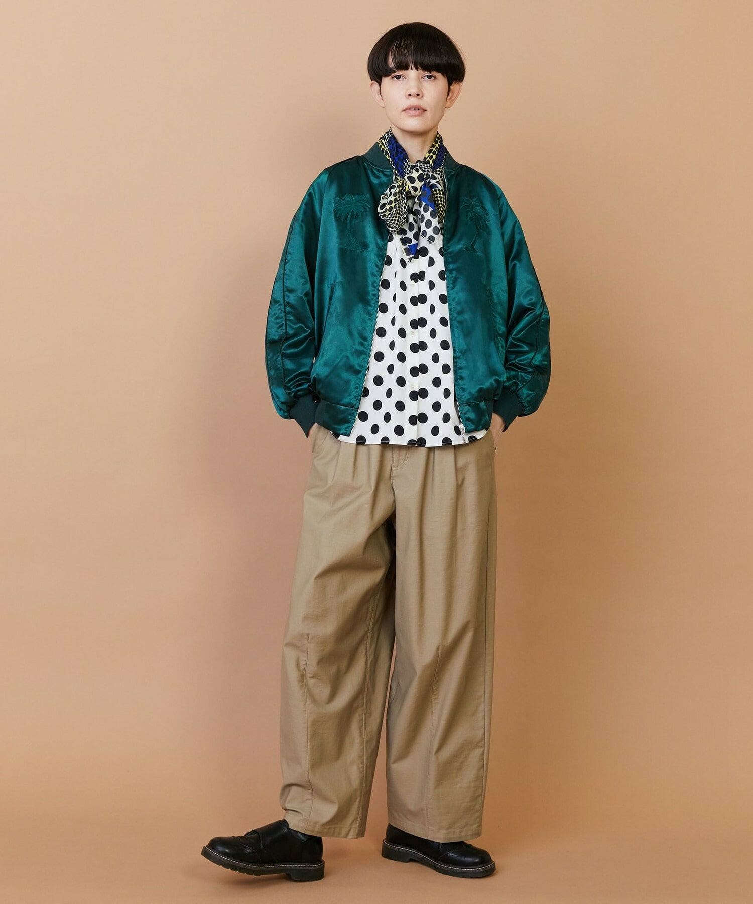 【FRAPBOIS】バックサテン パンツ 詳細画像 グリーン 18