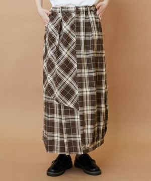 【FRAPBOIS】チェックパッチスカート 詳細画像 ブラウン 1