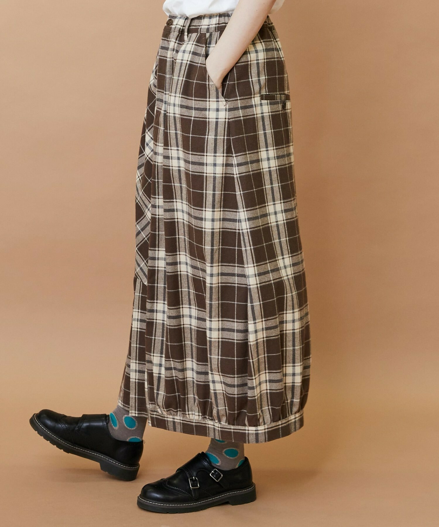 【FRAPBOIS】チェックパッチスカート 詳細画像 ブラウン 15