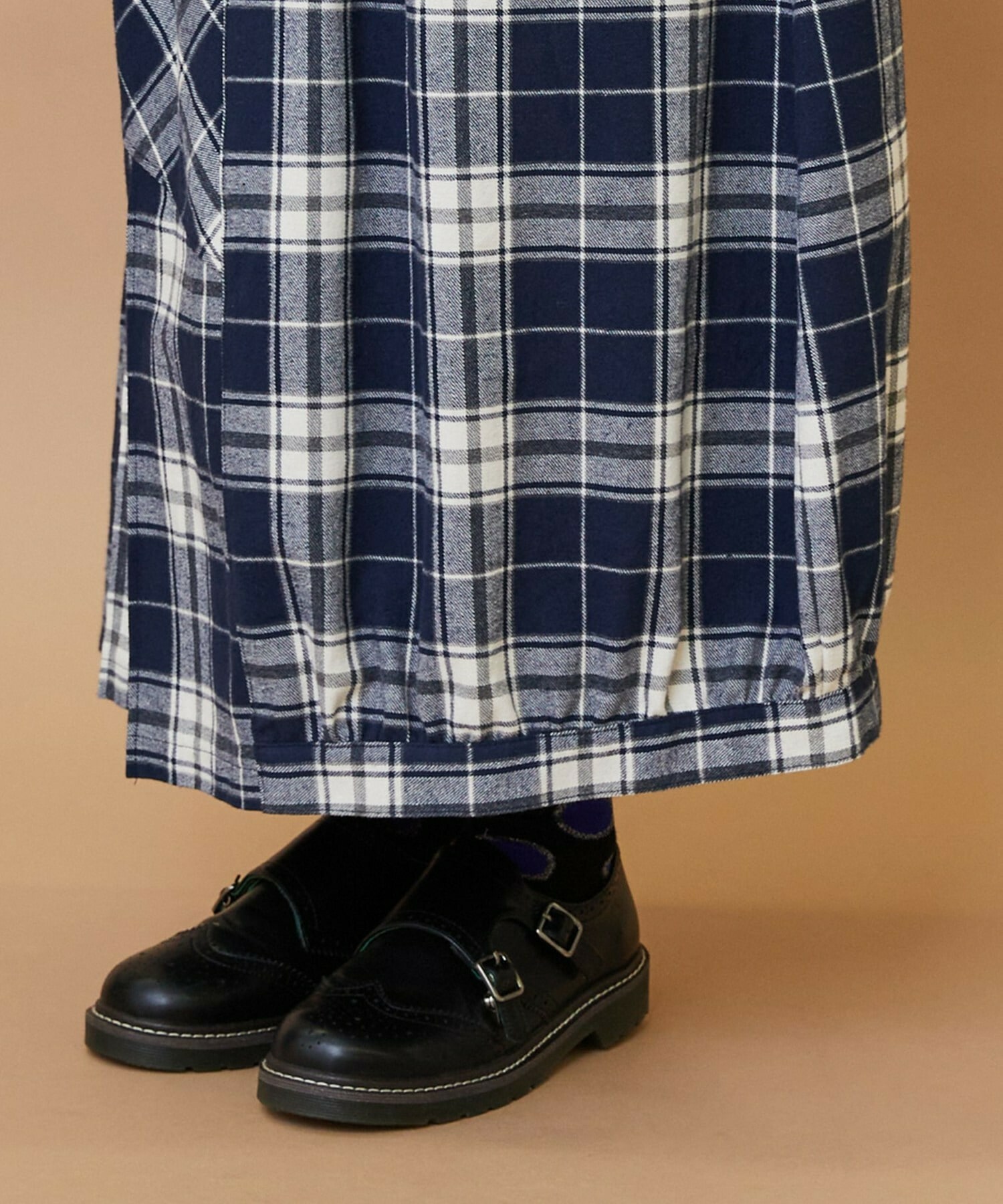 【FRAPBOIS】チェックパッチスカート 詳細画像 ブラウン 4