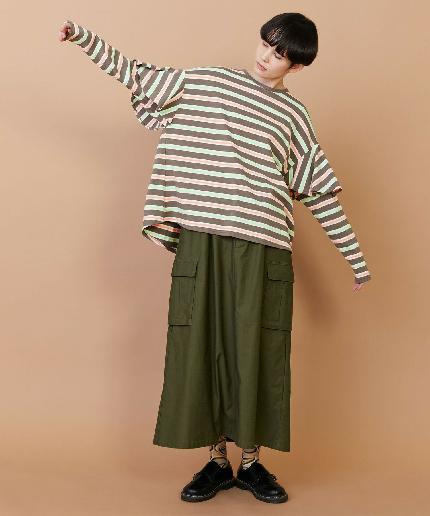 【FRAPBOIS】バックサテン スカート 詳細画像 グリーン 14