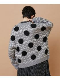 【FRAPBOIS】ウェーブドット ジャガードニット 詳細画像 グレー 12