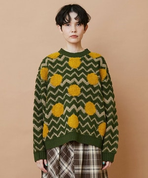 【FRAPBOIS】ウェーブドット ジャガードニット 詳細画像 カーキ 1