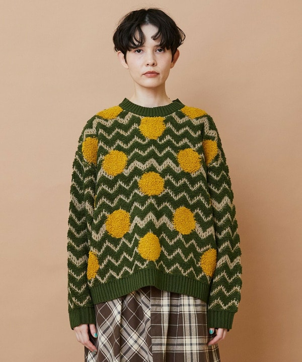 【FRAPBOIS】ウェーブドット ジャガードニット