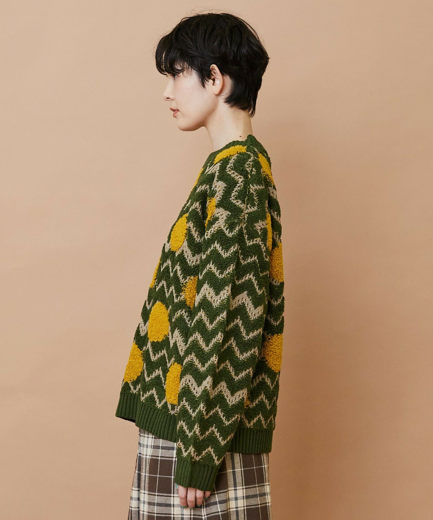 【FRAPBOIS】ウェーブドット ジャガードニット 詳細画像 グレー 1