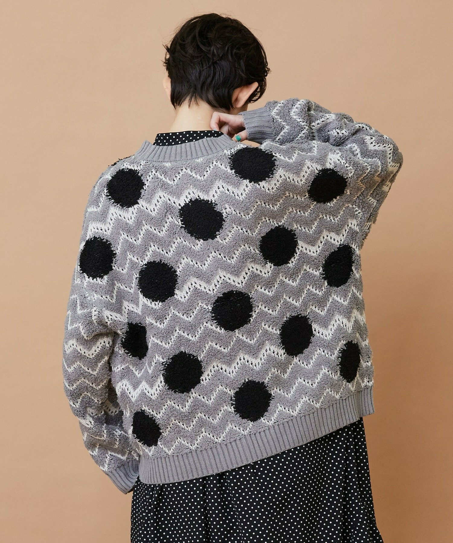 【FRAPBOIS】ウェーブドット ジャガードニット 詳細画像 グレー 12