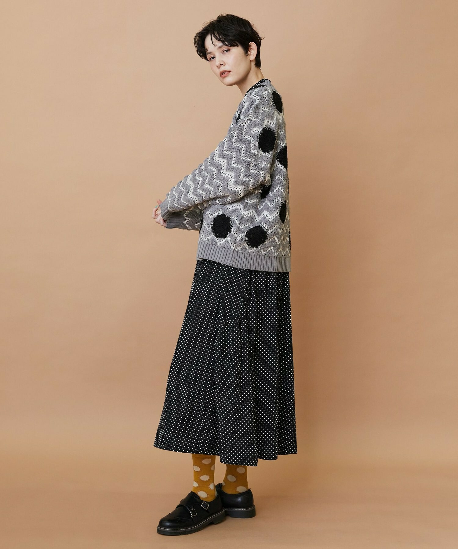 【FRAPBOIS】ウェーブドット ジャガードニット 詳細画像 グレー 14