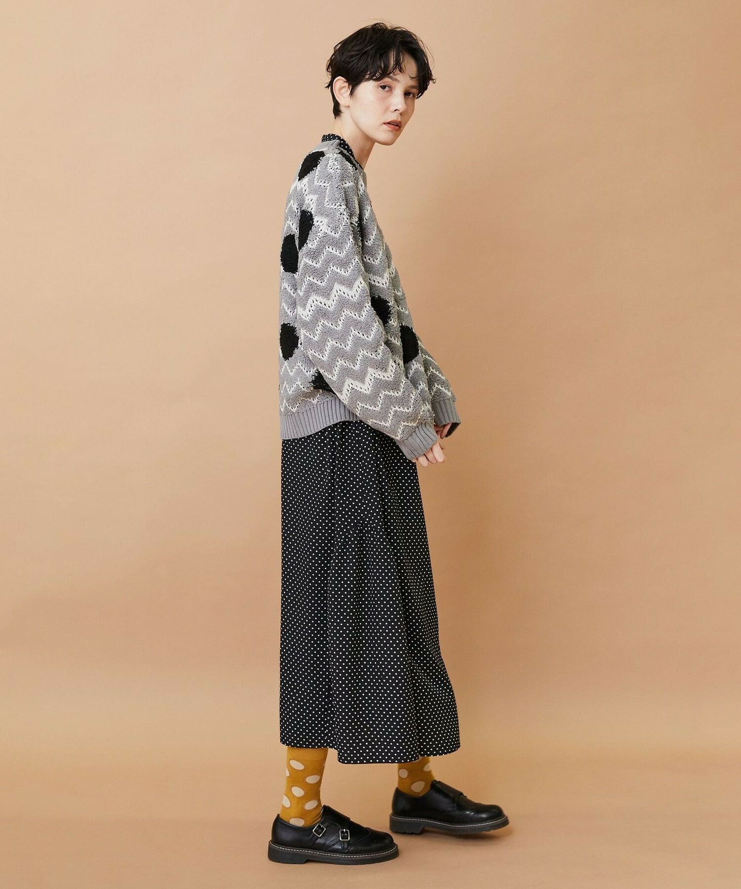 【FRAPBOIS】ウェーブドット ジャガードニット 詳細画像 グレー 16